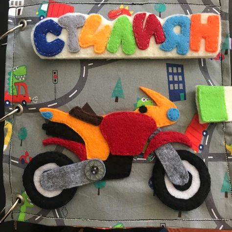 Book Handmade, Motorcycle Cover, Felt Book, Cover Page, Busy Book, Felt Toys, Quiet Book, Cover Pages, Dinosaur Stuffed Animal