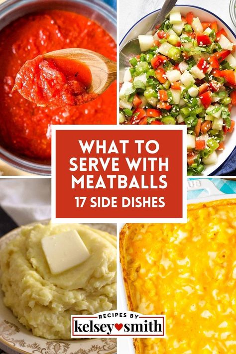 BBQ meatball Italian Meatballs Meals, Turkey Meatballs Side Dishes, Turkey Meatballs Sides, What To Pair With Meatballs, Sides For Meatball Sandwiches, Meatball Sides Dinners, What To Serve With Chicken Meatballs, Side For Meatball Subs, Sides For Turkey Meatballs