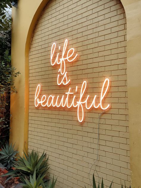 Transform your space with this gorgeous 'Life is Beautiful' neon sign! Whether for your home, office, or outdoor area, custom neon signs are the perfect way to inspire and uplift your surroundings. Discover our range of fully customizable neon designs and light up your space in a way that’s uniquely you. Click to explore our collection of neon wall art and start creating yours today! #neon #neonsign #customneon #LED #art #wallart #homedecor Led Name Sign, Business Signs Outdoor, Signs Design, Led Art, Wall Signage, Neon Wall Art, Neon Wall, Salon Interior Design, Google Trends