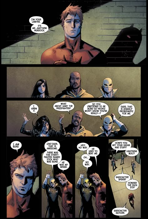 Devils & Assassins. Daredevil Funny, Defenders Comics, David Marquez, Matthew Murdock, Daredevil Comic, Defenders Marvel, Marvel Daredevil, The Defenders, Charlie Cox