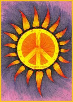 Peace Peace Drawing Ideas, Peace Drawing, Peace Sign, Drawing Ideas, Sunflower, Sun, Orange, Yellow, Purple