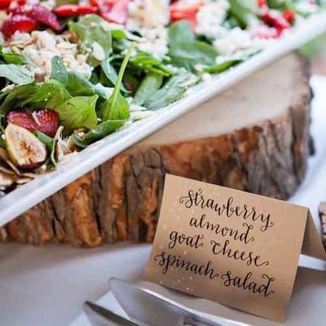 Buffet Table Ideas—Decorating & Styling Tips by a Pro How To Label Food On A Buffet, Food Labels For Buffet, Decorate A Buffet Table, Buffet Table Ideas, Buffet Food Labels, Party Buffet Table, Appetizer Buffet, Table Food, Food Label