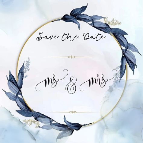 Blue Wedding Theme Invitation, Dusty Blue Save The Dates, Blue Background Save The Date, Blue Wedding Save The Date, Blue And Gold Save The Date, Blue Floral Save The Date, Date Invitation, Blue Theme, Blue Themed Wedding