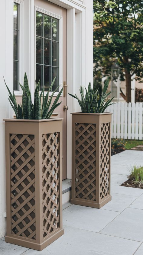 Bring a touch of the coast to your entrance with tall planters featuring beach-inspired plants like sea grasses or palm varieties. Combine with nautical decor for a fresh, breezy look. Palm Varieties, Tall Planters Front Door, Ideas For Front Of House, Tall Planters, Planter Ideas, Front Of House, Beach Inspired, Top 50, Nautical Decor