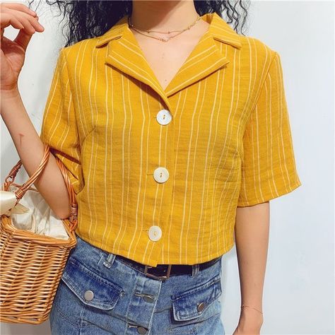 Crop Tops Designs For Jeans, Kimono Tops, Retro Suits, Rakhi Design, Fe Clothing, Suit Collar, Fashion Tops Blouse, Trendy Dress Outfits, Everyday Fashion Outfits