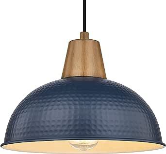 HWH Large Pendant Light Fixtures, 16'' Industrial Barn Hanging Pendant Light, 1-Light Kitchen Island Lighting with Hammered Metal Shade, Navy Blue Finish, 5HZG70M1L SF Blue Pendant Light, Beach House Colors, Large Pendant Light, Modern Hanging Lights, Light Navy Blue, Rustic Pendant Lighting, Large Pendant Lighting, Hanging Pendant Light, Copper Pendant Lights