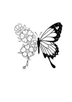 coloring page for children Tishert Design Idea, Butterfly Tattoo Designs Drawing, Butterfly Floral Tattoo, Floral Butterfly Tattoo Design, Floral Butterfly Tattoo, Tattoo Ideas Butterfly, Modele Zentangle, Butterfly With Flowers, Butterfly Tattoo Stencil