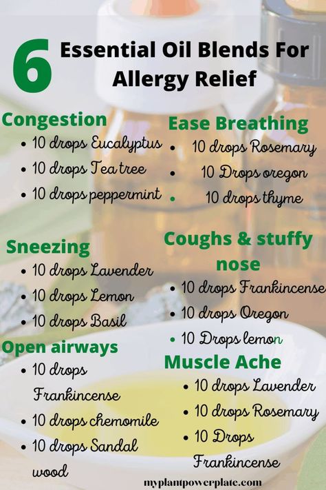 Allergy Relief Essential Oils, Essential Oils For Allergies, Oils For Allergies, Essential Oils Allergies, Essential Oil Combinations, Blend S, Essential Oils For Pain, Essential Oil Diffuser Blends Recipes, Essential Oil Remedy