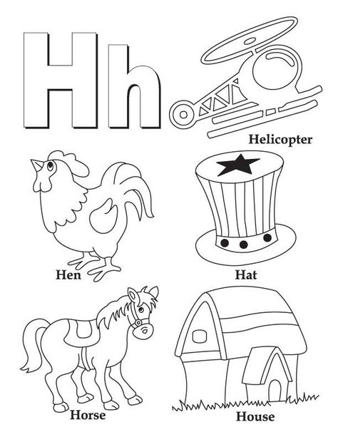 My A to Z Coloring Book Letter H coloring page Number Worksheet, Coloring Letters, Abc Coloring Pages, Alphabet Worksheets Preschool, Abc Coloring, Horse Coloring Pages, Letter Worksheets, Preschool Letters, Book Letters