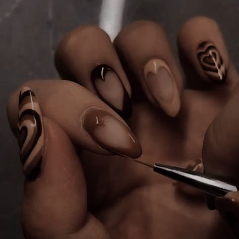 Dark Academia Nail Designs, Witchy Press On Nails, Nail Art Dark Academia, Saturn Nails Design, Coffee Nail Designs, Dark Academia Nails, Punk Academia, Douyin Nails, Nail Stuff