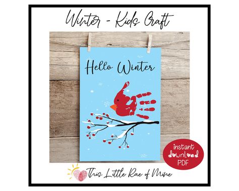 Printable Diy Crafts, Hand Print Tree, January Art, Christmas At Home, December Winter, Handprint Christmas, Winter Cardinal, December Holidays, Snow Tree