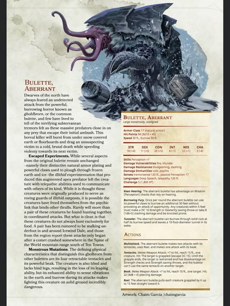 Abberations 5e, Eldrazi Dnd 5e, Dnd Homebrew Monsters, 5e Monsters, Homebrew Monsters, Stat Block, Dnd Creatures, Dnd Monster, Dungeons And Dragons Races