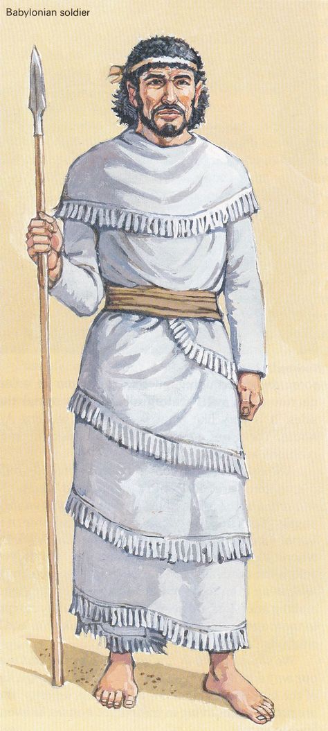 Babylonian Soldier by Peter Connolly (Sumer/Mesopotamia/user: Aethon) Ancient Babylon Clothing, Babylonian Clothing, Ancient Babylonian Clothing, Babylon Clothing, Babylonian Warrior, Ancient Mesopotamian Clothing, Mesopotamia Concept Art, Neo Babylonian Empire, Ancient Babylonia