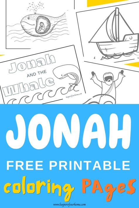 The story of Jonah is a favorite one for kids of all ages, but it can be especially fun for younger children. I hope you enjoy these Jonah and the whale free printables and have so much fun introducing this beloved classic bible story to your little one. Jonah Coloring Page Free Printable, Jonah And The Whale Coloring Page, Bible Stories For Toddlers, Jonah Bible Story, Jonah And The Whale Craft, Jonah Bible Study, Jonah Vbs, Jonah Craft, Jonah Bible