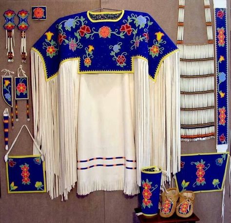 Woman's traditional regalia. Beadwork Dress, Buckskin Dress, Powwow Outfits, American Indian Clothing, Native American Dress, Powwow Regalia, Jingle Dress, Native American Regalia, Native Dress