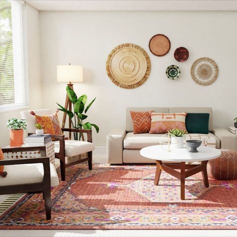 Te contamos cómo crear una sala de estar acorde con el sistema vastu para atraer la felicidad y la prosperidad. Feng Shui Interior, Bohemian Wall Decor, Living Room Rugs, Wall Decor Set, Design Your Home, Boho Wall Decor, Eclectic Home, Small Living Room, Baskets On Wall