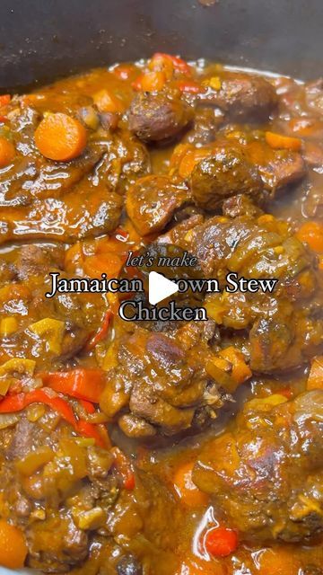 Home Cook Blog on Instagram: "Authentic Jamaican brown stew chicken! Comment “Stew” for full recipe⬅️  Hit “SAVE” and “SHARE” to a friend!   Crispy on the outside, juicy and flavorful on the inside.   Marinate overnight for the best taste.   Comment “STEW”  below if you want the full recipe! 🍗🇯🇲   What you need: 1 whole chicken, cut into pieces or whatever  your preference  2 limes (or vinegar) for cleaning the chicken 2 tbsp browning sauce 1 large onion, chopped 3 cloves garlic, minced 2 tsp fresh thyme (or 1 tsp dried thyme) 1 large bell pepper, chopped 2 medium tomatoes, chopped 2 stalks of scallion, chopped 2 carrots, sliced 1 Scotch bonnet pepper, finely chopped (optional, for heat) 2 tsp allspice (pimento) powder Salt and pepper to taste 1 tbsp paprika 1 tbsp old bay  1 tbsp meat Stewed Chicken Jamaican, Browning Sauce, Vinegar For Cleaning, Jamaican Brown Stew, Jamaican Brown Stew Chicken, Brown Stew Chicken, Jerk Chicken Recipe, Stew Chicken, Recipes With Chicken And Peppers