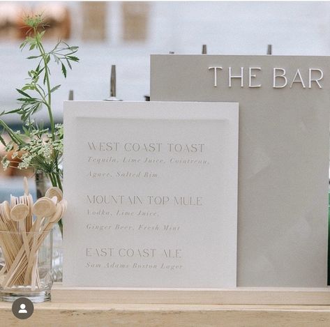 Minimalistic Wedding Signage, Wedding License Signing Table, Stone Signage Wedding, Plaster Wedding Sign, Linen Bar Sign Wedding, Bar Menus Wedding, Neutral Coastal Wedding, Neutral Wedding Signage, Concrete Wedding Decor