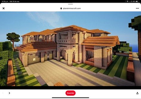 Houses Spanish Style, Modern House Blueprints, Blueprints Minecraft, Spanish Style Mansion, Mansion Minecraft, Mc House, Minecraft City Buildings, Minecraft Mansion, Map Minecraft