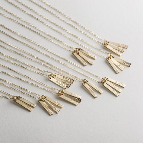 Ono Vertical Bar Tags Necklace — GLDN Necklace With Kids Names, Mother Necklace Personalized, Country Bride, Luxurious Life, Small Weddings, Name Necklaces, Small Intimate Wedding, Etsy Wedding, Mothers Necklace