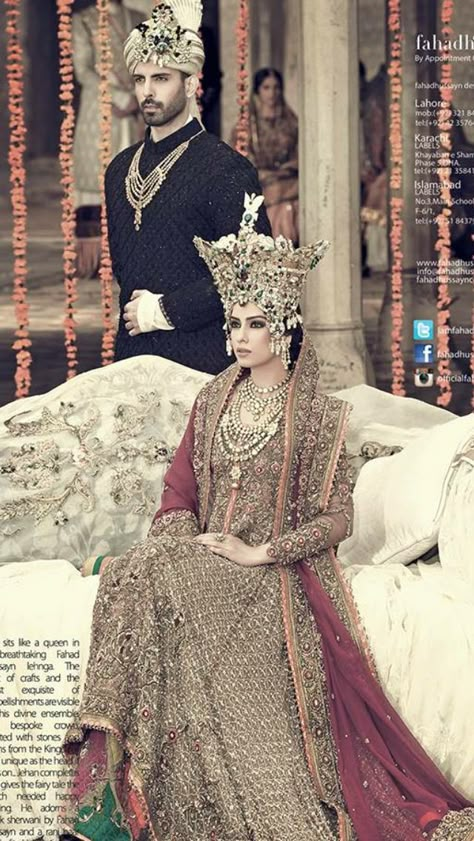 Fahad Hussayn, Bride and Groom Pakistan Suits Men, Red Lehenga, Indian Bridal Fashion, Back Porch Ideas, Pakistani Bridal Dresses, Pakistani Bridal Wear, Pakistani Wedding Dresses, King And Queen, Royal Jewels