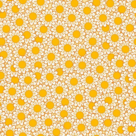 70s Daisy Print, Daisy Pattern Illustration, Retro Seamless Pattern, Retro Prints And Patterns, Cute Retro Wallpaper, Orange Pattern Wallpaper, 70s Flower Pattern, Daisy Background, Cute Seamless Pattern