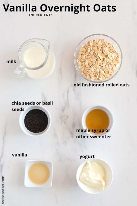 Oats Smoothie Recipes, Vanilla Overnight Oats, Overnight Oats Recipe Easy, Easy Microwave Recipes, Overnight Oats With Yogurt, Best Overnight Oats Recipe, Easy Overnight Oats, Oat Recipes Healthy, Resep Smoothie