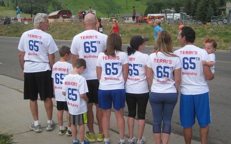 Birthday Tshirts Group Family, Birthday T Shirts Ideas For Group, Outside Birthday Parties, 65th Birthday Party Ideas, 65th Birthday Party, Best Party Ideas, Happy 65 Birthday, Make A Photo Collage, 75th Birthday Parties