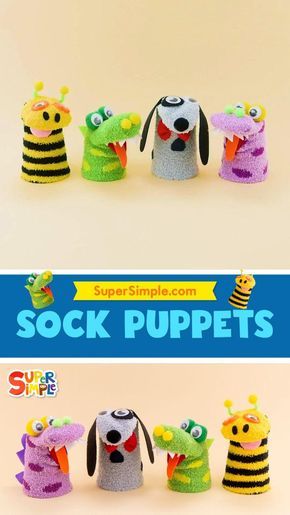 Animal Sock Puppets, Sock Puppets Diy Easy, Diy Sock Puppets, Homemade Puppets, Diy Puppet, Sock Puppet, Puppets For Kids, Puppets Diy, Sock Puppets