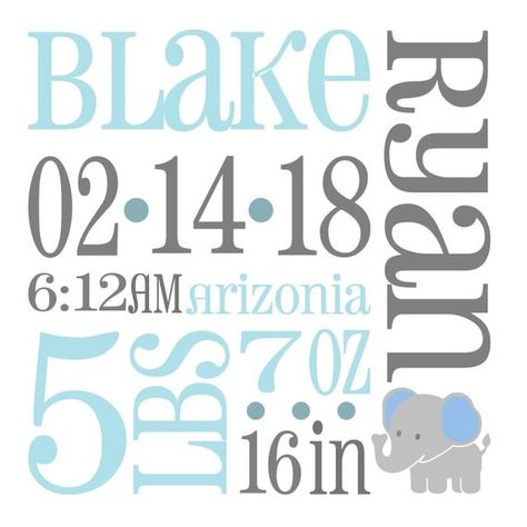 Birth Announcement Svg, Birth Stats Template, Elephant Birth, Birth Announcement Wall Art, Birth Announcement Gifts, Essential Oils For Colds, Baby Birth Stats, Birth Announcement Template, Cricut Baby