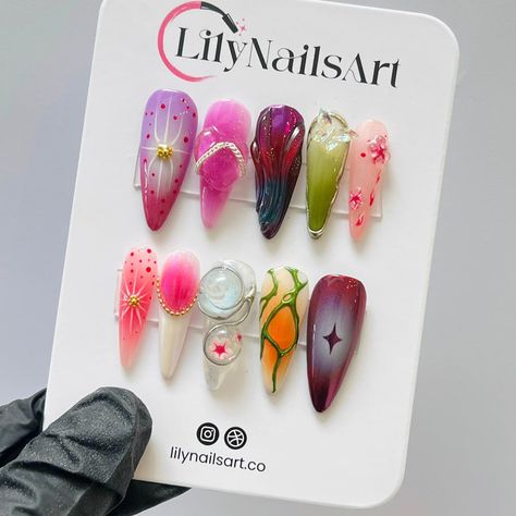 Fairy Tale Flower Long Almond Press on Nails, 3D Fairycore Nails, Dreamy Nails, 3D Gel Nail, False/fake Nail for Event/gift/wedding/birthday - Etsy Sweden Fairycore Nails, Nails 3d Gel, Almond Press On Nails, Photo Shape, Long Almond, Nails 3d, Nail Art Set, Event Gifts, Fake Nail