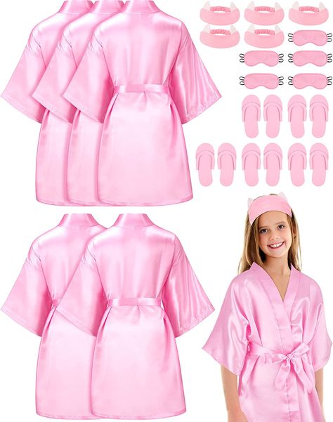 Girls Spa Party Ideas Kids, Spa Party Foods, Spa Party Robes, Girls Pamper Party, Kids Pamper Party, Birthday Sleepover Ideas, Kids Spa Party, Spa Party Favors, Flower Girl Robes