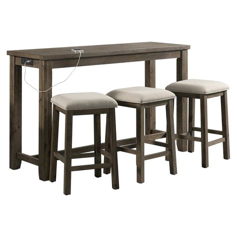 Picket House Furnishings Stanford 4 Piece Counter Height Dining Table Set | Hayneedle Behind Couch Table With Chairs, Bar Table Set, Bar Dining Table, Behind Couch, Backless Stools, Bar Table Sets, Pub Table Sets, Upholstered Stool, Counter Height Dining Table