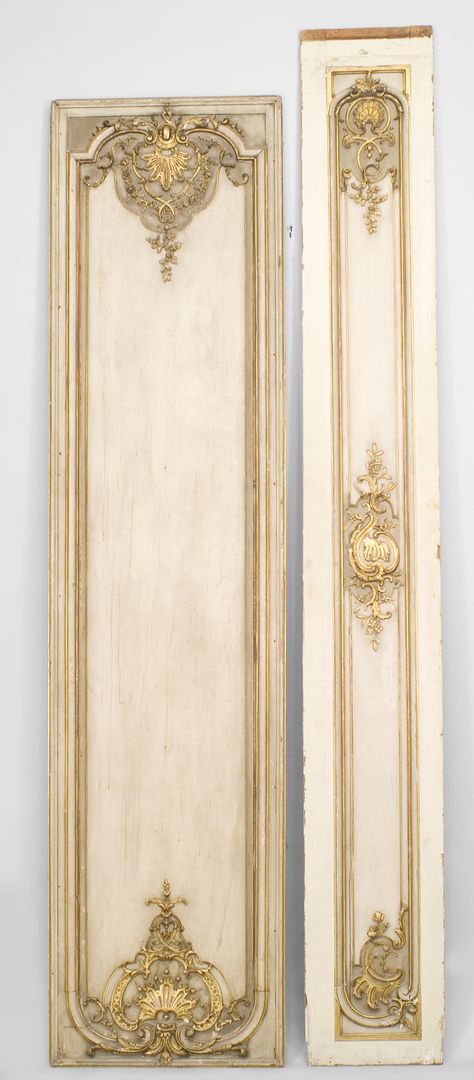 French Louis XV architectural element paneling painted French Rococo, Wood Panels, Painted Paneling, Accent Doors, French Interior, Empire Style, White Paneling, French Decor, Classic Interior