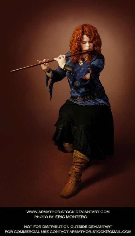 Redhead Playing Flute by Armathor-Stock on DeviantArt Playing Flute Pose Reference Drawing, Bard Poses Reference, Flute Drawing, Flute Playing, Secondary Characters, Gesture Drawing Poses, Stock Pile, Wooden Flute, Playing Flute