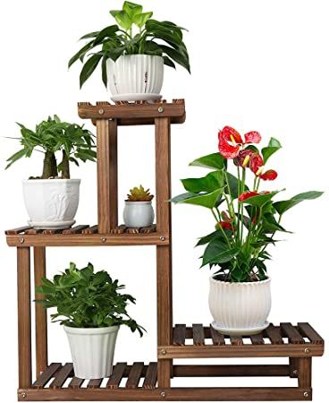 Amazon.com : COOGOU Wood Plant Stand Indoor Outdoor 4 Tiers Plant Rack Corner Planter Shelf Flower Pot Holder for Living Room Garden Patio Yard Porch (Space Saving,27.6”,Small) : Patio, Lawn & Garden Creative Plant Stands, Boho Plant Stand, Crate Display, Plant Ladder, Corner Plant, Support Pour Plante, Plant Stands Outdoor, Garden Shelves, Tiered Garden