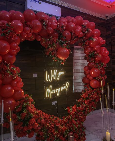 Blessing Said Yes! —— Decor @partybydearkefty Balloons @partyshoppersng Balloon Heart Arch, Heart Balloon Arch, Heart Arch, Red Events, Balloon Heart, Red Balloon, Proposal Engagement, Heart Frame, Heart Balloons