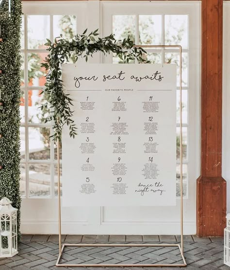 Clothing Rack Seating Chart Wedding, How To Display Seating Chart At Wedding, Copper Seating Chart, Clothes Rack Seating Chart, Wedding Seating Chart Florals, Seating Chart Big Wedding, Seating Chart Inspiration, Wedding Ideas Seating Chart, Wedding Signage Seating Chart