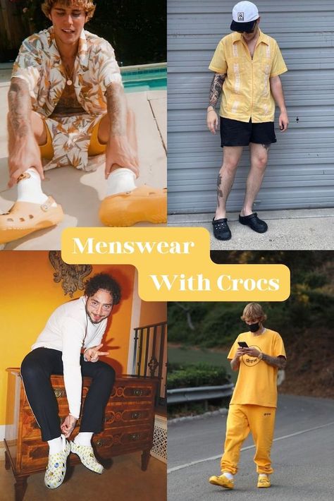 53 Crocs Outfit Ideas You'll Wear All Year - ljanestyle.com Mens Croc Outfits, Crocs Ootd For Men, Crocs Fashion Men, Men’s Crocs Outfit, Crocs Mens Outfit, Crocs Men Style, Crocs Style Outfits Men, Crocks Outfits For Men, Mens Crocs Fashion