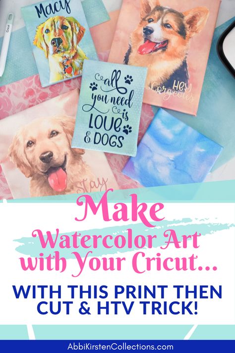 How to make easy DIY canvas art with your Cricut machine, heat transfer vinyl and Easypress! Create watercolor art with the help of your Cricut! Wood Christmas Projects, Wall Hanging Paper Craft, Hanging Paper Craft, Craft For Home Decoration, Vinyl Printer, Paper Snowflake Patterns, Diy Canvas Art Easy, Vinyle Cricut, Paper Flowers Diy Easy