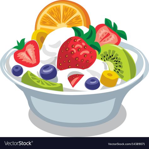 Salad Drawing, Fruit Salad With Yogurt, Food Paper, Fruit Cartoon, Fresh Fruit Salad, Fruit Vector, Peach Salad, Cartoon Food, Canva Element