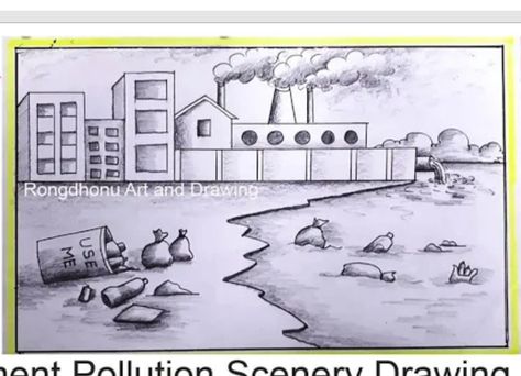 Air Pollution Drawing Easy, Water Pollution Drawing Easy, Air Pollution Drawing, Water Pollution Drawing, Water Pollution Poster, Pollution Drawing, Pollution Project, Pollution Pictures, Causes Of Air Pollution