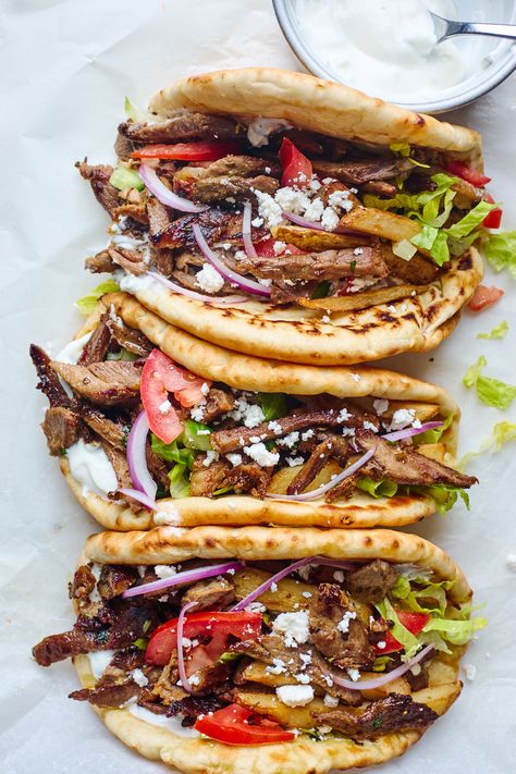 Leftover Roasted Lamb Gyros | Olive & Mango Lamb Gyro Recipe, Leftover Lamb Recipes, Leftover Roast Lamb, Lamb Roast Recipe, Gyros Recipe, Lamb Salad, Leftover Lamb, Lamb Gyros, Lamb Dinner