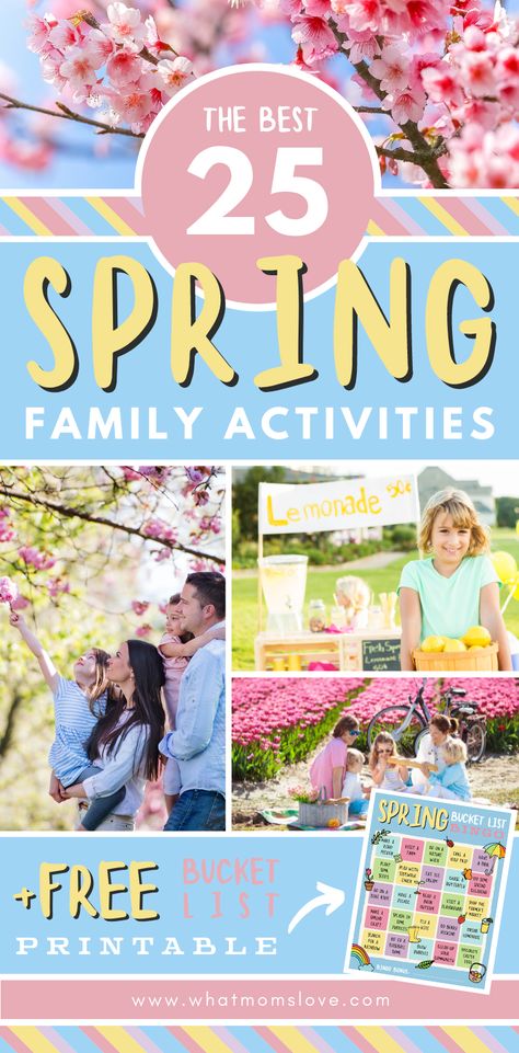 Spring Family Bucket List, Family Spring Break Ideas, Spring Break Kids Schedule, Spring Family Activities, Spring Break Destinations Families, Bucket List For Families, Spring Activities For Kids, Spring Bucket List, Free Family Activities