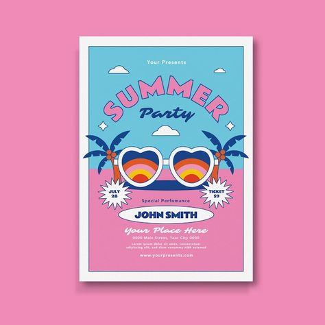 Summer Fun Poster, Summer Event Design, Summer Party Invite Design, Summer Party Invitations Template, Summer Invitations Template, Summer Festival Design, Summer Party Poster Design, Summer Event Poster, Beach Party Poster Design