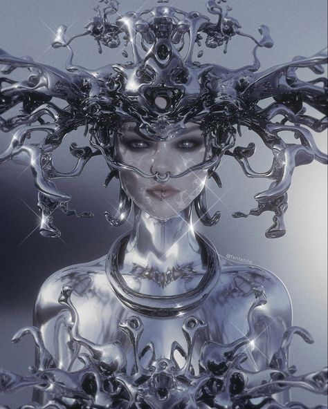 Miss Anthropocene Aesthetic, Aespacore Aesthetic, Metalheart Aesthetic, Arca Aesthetic, Chrome Aesthetic, Aespa Core, Y2k Chrome, Futurism Art, Cybercore Aesthetic