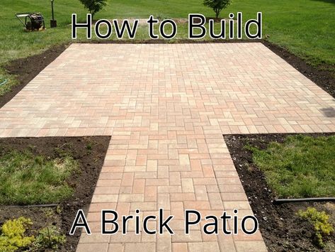 Diy Backyard Brick Patio, How To Make A Brick Patio, What To Do With Extra Bricks Ideas, Brick Floor Outdoor Patio, Simple Brick Patio, How To Build A Brick Patio, Brick Back Patio, How To Lay A Brick Patio, Patio Brick Design