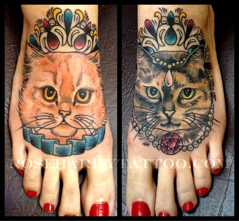 Rose Hardy Cat Tats, Rose Hardy, Cat Portrait Tattoos, Kitty Tattoos, Cute Cat Tattoo, Cat Tattoo Designs, Fancy Cats, Girly Tattoos, Foot Tattoo