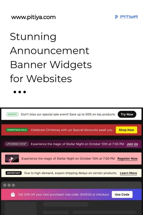 Stunning Announcement Banner Widgets for Websites Website Announcement, Website Sample, Bar Website, Bar Banner, Announcement Design, Website Banner Design, Html Website, Bar Displays, Website Banner