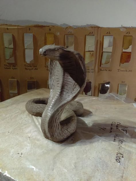 Snake Made Out Of Clay, Clay Snake Sculpture, Scary Snakes, Hand Carved Walking Sticks, Wooden Toys Plans, Snake Art, Cool Paper Crafts, Sculpture Projects, Clay Diy Projects